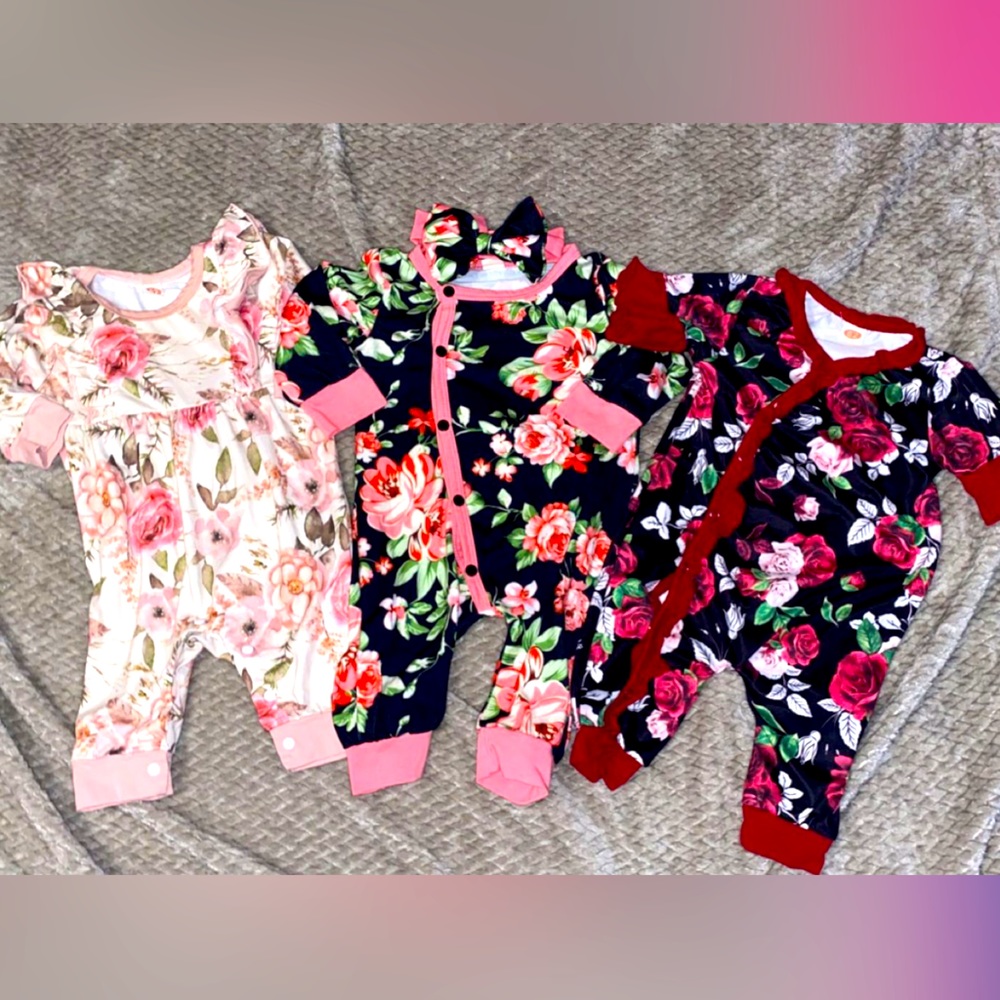 Baby Girl Floral One-Piece Outfits